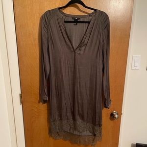 H&M Olive Green Satin/Lace Shift Dress